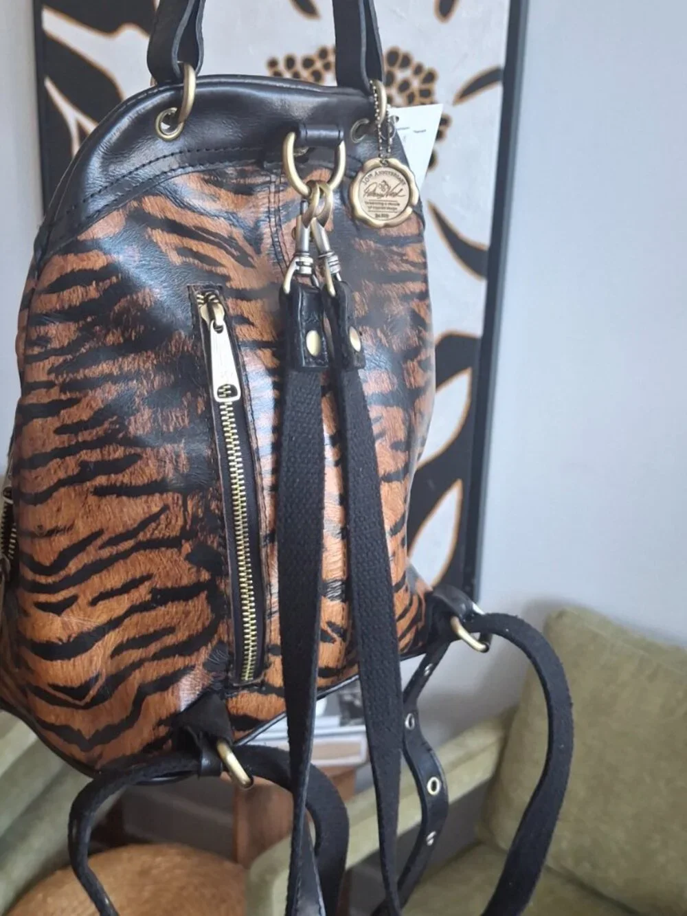 Patricia Nash Tiger Print Leather Backpack